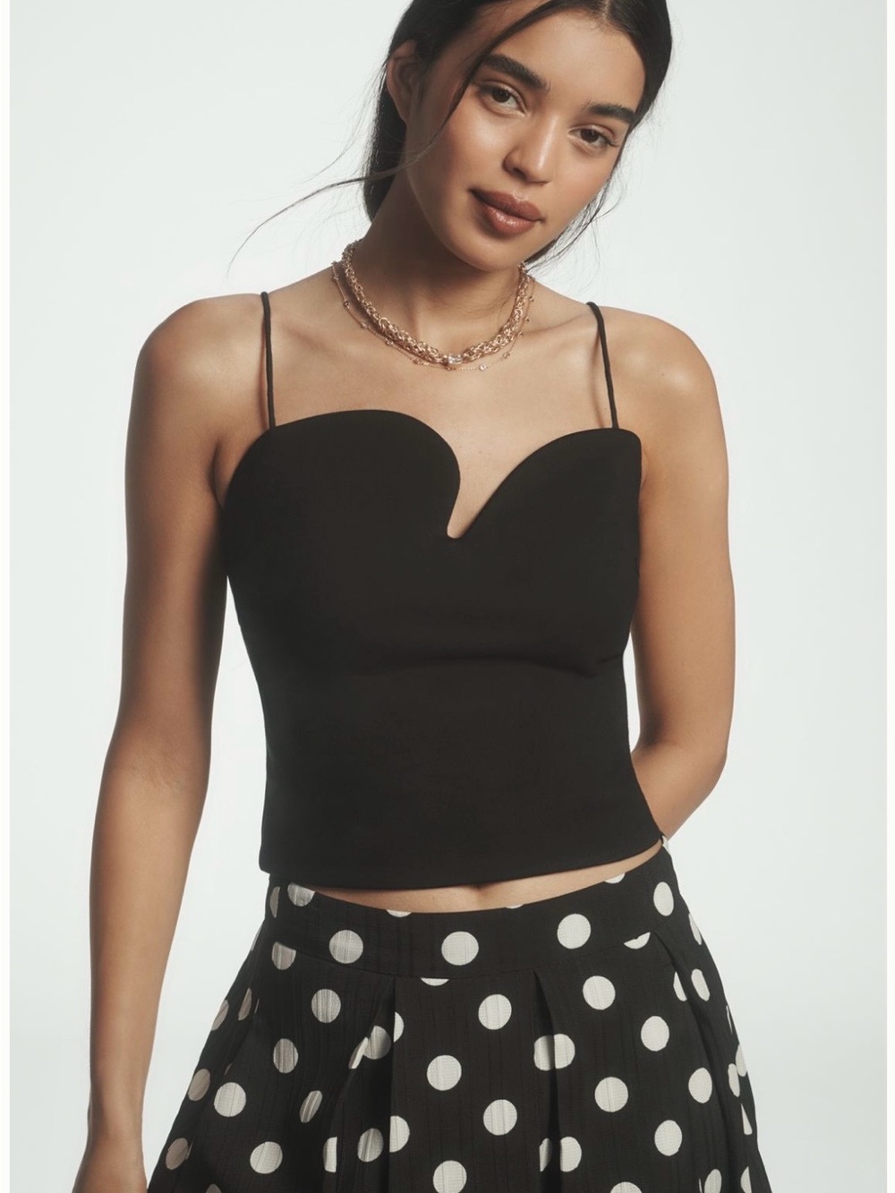 Anthropologie Black Sweetheart Neckline Cami NWT Size L